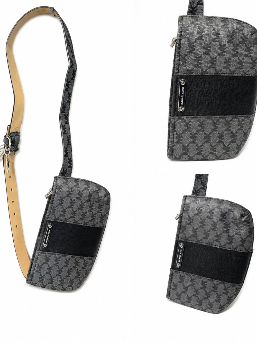 Michael Kors Black Belt Bag Waist Fanny Pack MK Logo Strap NWOT